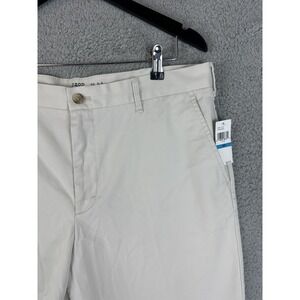 IZOD Saltwater Shorts Mens 36 Waist Stone Khaki Flat Front Stretch Golf Casual